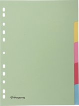 Pergamy tabbladen ft A4, 11-gaatsperforatie, karton, geassorteerde pastelkleuren, 5 tabs 50 stuks