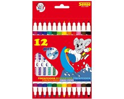 Hobby Stiften/vilstiften - 12x stuks - duo stift - met dikke en dunne punt - tekenen/kleuren
