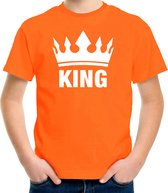 Oranje Koningsdag King shirt met kroon jongens 158/164