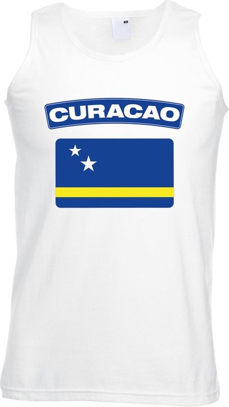 Foto: Curacao singlet shirt tanktop met curacao vlag wit heren l