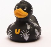 BUD Luxury Mini Pop Peace Duck   Badeendje 6cm van budduck.com in zwart en wit