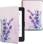 kwmobile hoes geschikt voor Amazon Kindle Paperwhite - Magnetische sluiting - E reader cover in paars / turquoise / paars - Lavendelbloemen design