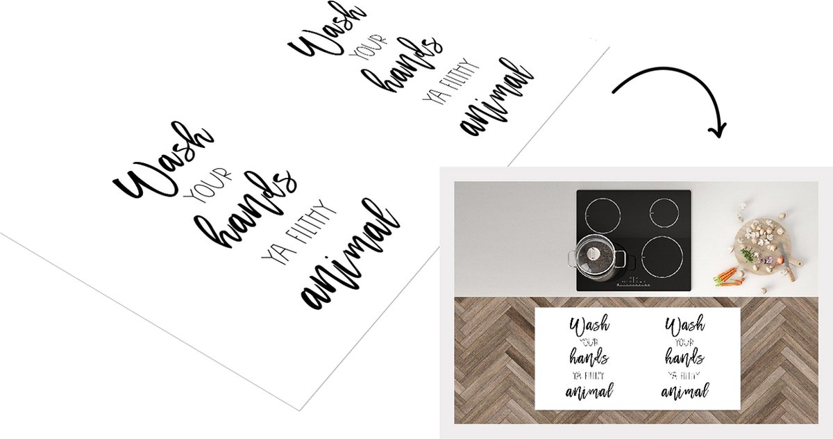 KitchenYeah Keukenloper - Loper keuken - Spreuken - Quotes - Wash your hands ya filthy animal - Hand - 120x60 cm - Keukenloper vinyl Multicolor