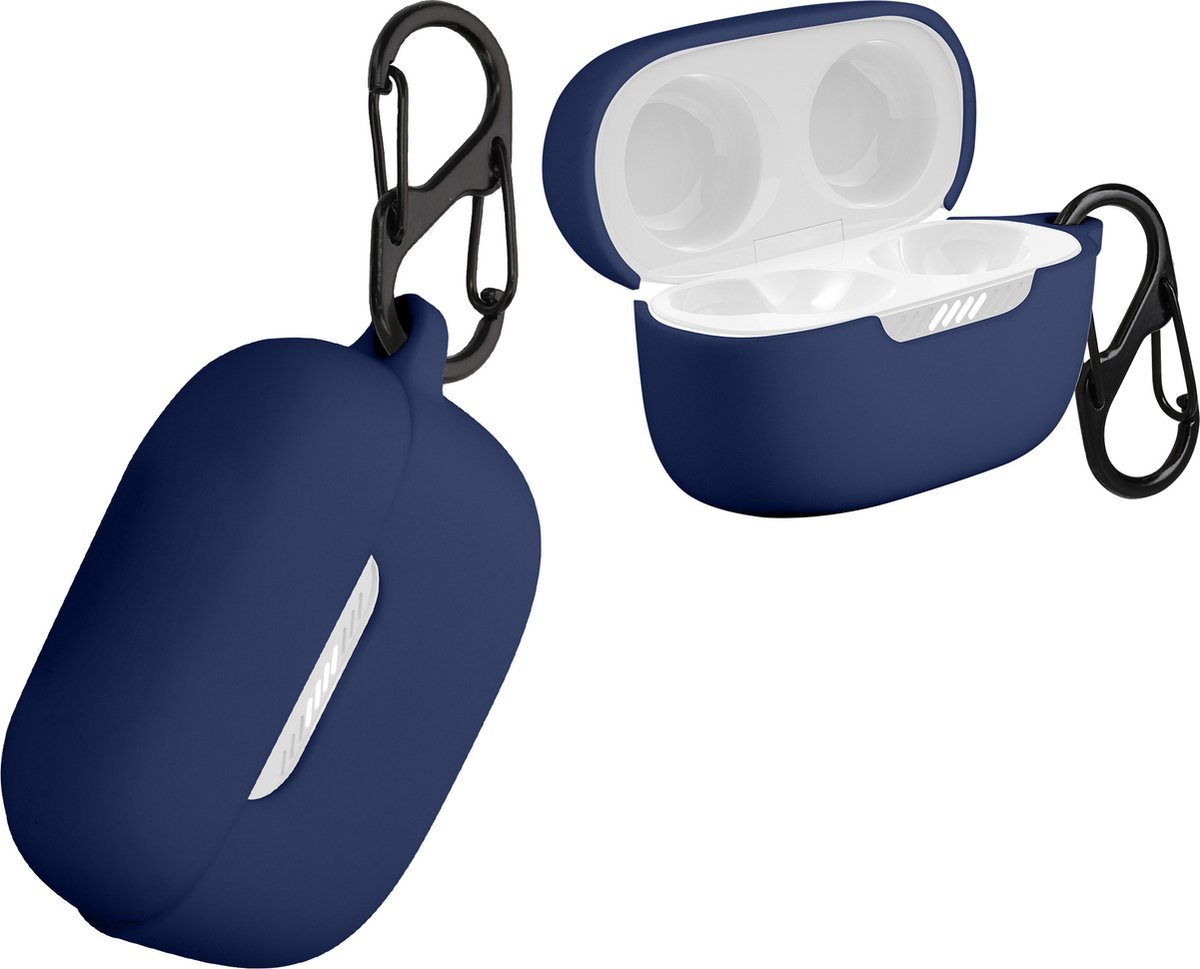 kwmobile Hoes geschikt voor JBL Live Free NC+ TWS - Siliconen cover voor oordopjes in donkerblauw