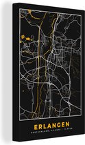 Peinture sur Toile Plan de la Ville - Carte - Erlangen - Or - Allemagne - Carte - 80x120 cm - Décoration murale