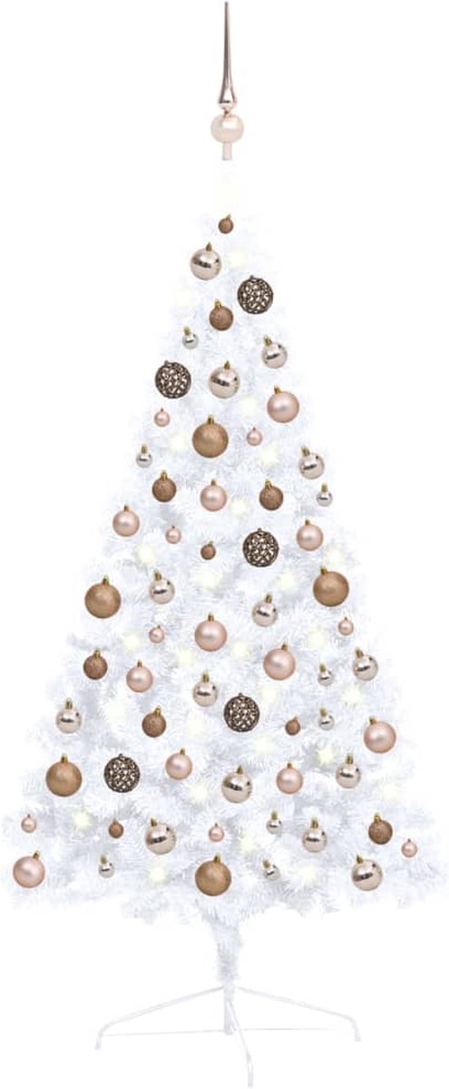 VidaLife Kunstkerstboom met LED's en kerstballen half 120 cm wit