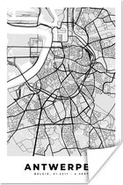 Poster Zwart Wit – België – Plattegrond – Stadskaart – Kaart – Antwerpen - 40x60 cm