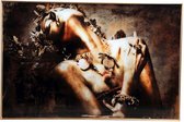 PTMD Melani Schilderij Genot - 120 x 3 x 80 cm - Glas - Goud