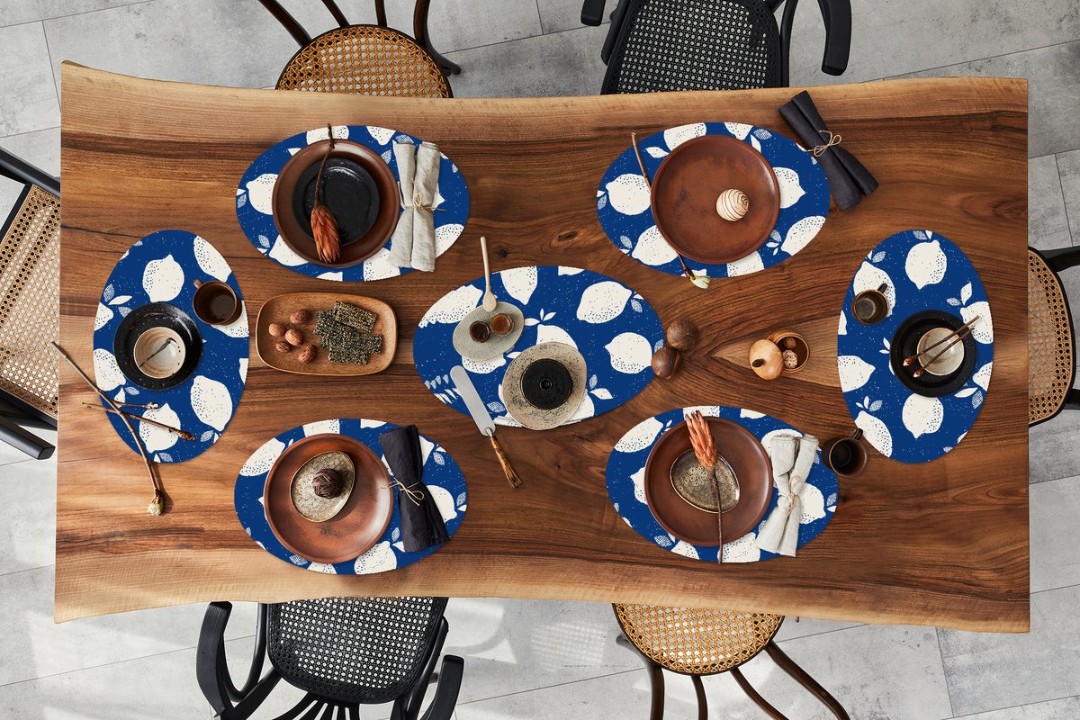 Placemats ovaal - Onderleggers - Ovale placemats - Design - Citroen - Fruit - 10 stuks