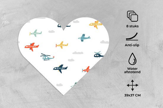 Sous-verres - Napperons - Napperons coeur - Motifs - Hélicoptère - Avion - 8 pièces