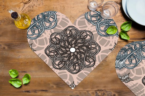 Onderleggers - Placemats - Placemats hartje - Patronen - Abstract - Bloemen - 10 stuks