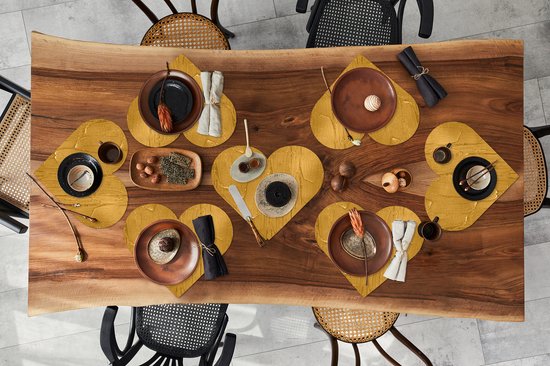 Sets de table - Napperons - Napperons coeur - Peinture - Motifs - Ocre - 8 pièces