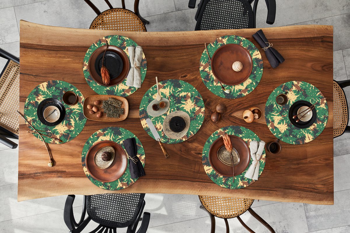Ronde placemats - Onderlegger - Placemats rond - Patronen - Jungle - Camouflage - 8 stuks