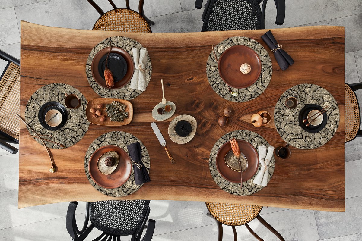 Ronde placemats - Onderlegger - Placemats rond - Abstract - Lijn - Patronen - 6 stuks