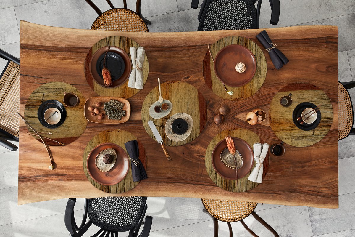 Ronde placemats - Onderlegger - Placemats rond - Hout - Boom - Hardhout - 8 stuks