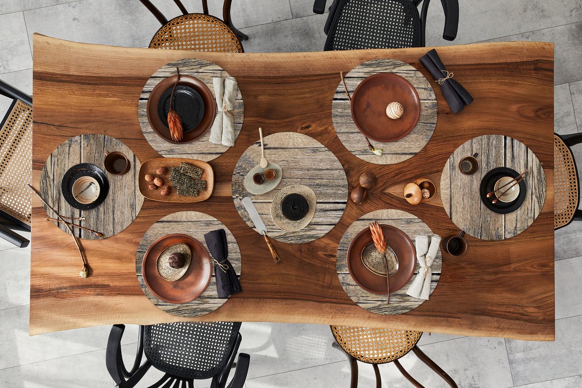Ronde placemats - Onderlegger - Placemats rond - Plank - Hout - Boomstam - Vintage - 10 stuks