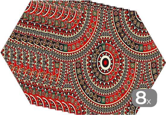 Napperons de hexagon - Sets de table sets de table - Set de table hexagone - Motifs - Mandala - Australie - 8 pièces