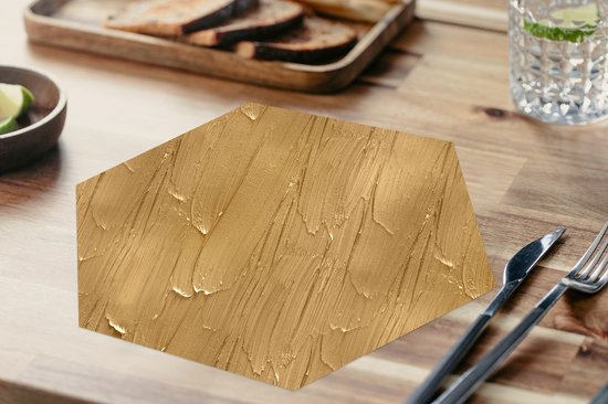 Dessous de plat hexagon - Sous-verres dessous de plat - Dessous de plat hexagone - Peinture - Ocre - Motifs - 6 pièces
