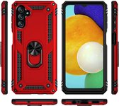 Hoesje Geschikt Voor Samsung Galaxy A13 5G hoesje Hybrid Armor Anti-Shock hoesje Rood - Galaxy A13 5G - A13 5G Hoesje kickstand Ring houder cover TPU backcover hoesje