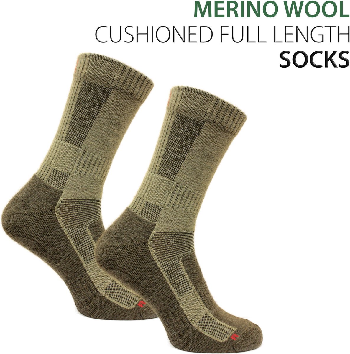 Norfolk - Wandelsokken - 2 Paar - 60% Merino wollen Sokken met Demping - Leonardo - Bruin - 35-38 - Kinderen