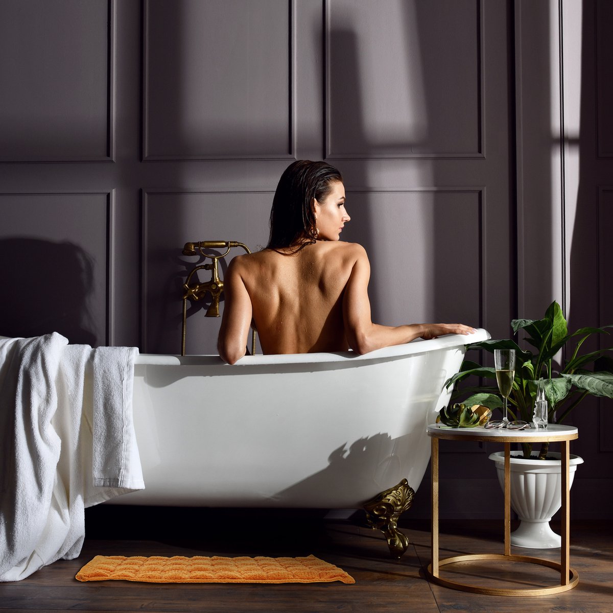 Relaxdays badmat antislip - badkamermat 60x40 cm - uitstapmat - douchemat - wasbaar - beige