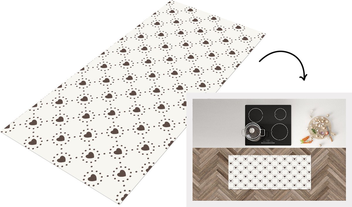 KitchenYeah Keukenloper - Loper keuken - Geometrie - Lijn - Hart - Patroon - 120x50 cm - Keukenloper vinyl Multicolor