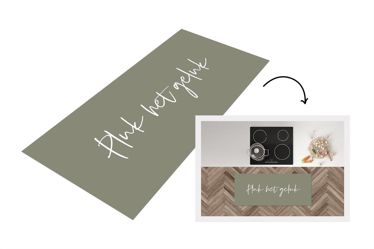 KitchenYeah Keukenloper - Loper keuken - Tekst - Geluk - Pluk het geluk - Quotes - 120x50 cm - Keukenloper vinyl Multicolor