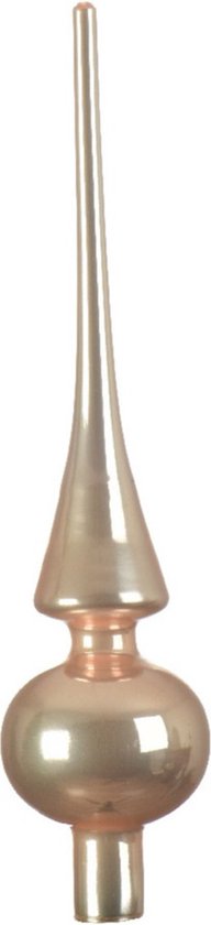 Kerstboom piek in toffee bruin glas met glanzende afwerking, 26 cm hoog.