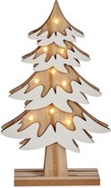 Krist+ decoratie kerstboom - hout - 25 cm - met LED verlichting