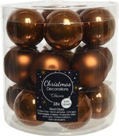 Decoris Kerstballen - 18 stuks - glas - kaneel bruin - 4 cm