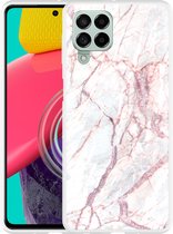 Hoesje Geschikt voor Samsung Galaxy M53 White Pink Marble