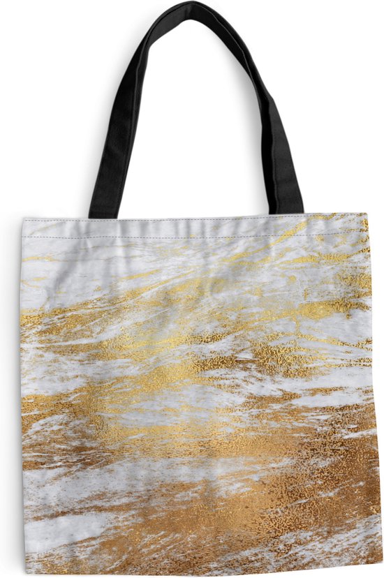 Sac Bandoulière - Sac De Plage - Shopper Marble - Grijs - Goud - 45x45 cm - Sac Coton