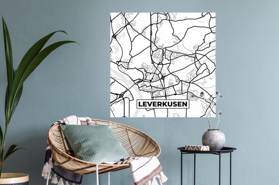 Stickers muraux - Leverkusen - Plan de la ville - Carte - Plan d'étage - 50x50 cm - Film adhésif
