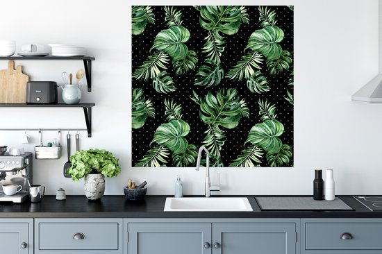 Muurstickers - Sticker Folie - Bladeren - Tropisch - Patronen - Jungle - 100x100 cm - Plakfolie - Muurstickers Kinderkamer - Zelfklevend Behang XXL - Zelfklevend behangpapier - Stickerfolie