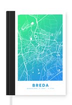 Notitieboek - Schrijfboek - Stadskaart - Breda - Blauw - Groen - Notitieboekje klein - A5 formaat - Schrijfblok - Plattegrond