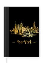 Notitieboek - Schrijfboek - New York - Skyline - Zwart - Notitieboekje klein - A5 formaat - Schrijfblok