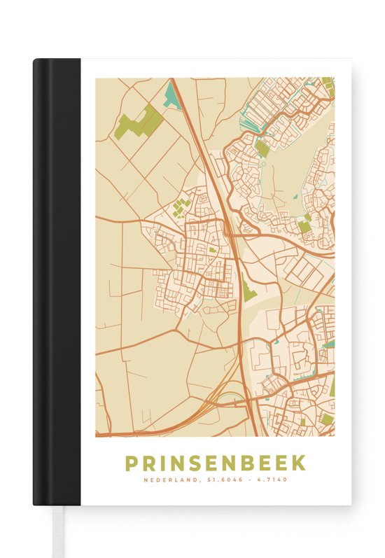 Notitieboek - Schrijfboek - Prinsenbeek - Stadskaart - Vintage - Kaart - Plattegrond - Notitieboekje klein - A5 formaat - Schrijfblok