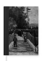 Notitieboek - Schrijfboek - Hellend pad in Montmartre - Vincent van Gogh - Zwart - Wit - Notitieboekje klein - A5 formaat - Schrijfblok