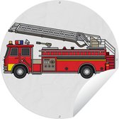 Tuincirkel Kinderillustratie van brandweerauto - 120x120 cm - Ronde Tuinposter - Buiten XXL / Groot formaat!