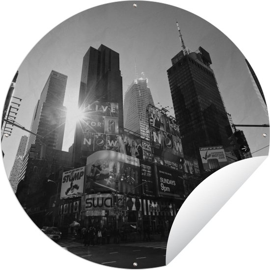 Tuincirkel Manhattan, zwart-wit - 60x60 cm - Ronde Tuinposter - Buiten