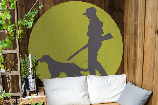 Cercle de jardin - un chasseur et son chien - 150x150 cm - Affiche jardin
