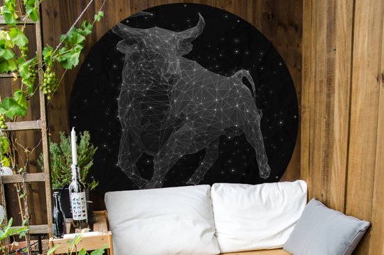 Cercle de jardin le signe du zodiaque Taureau - 150x150 cm - Affiche de jardin ronde - Extérieur