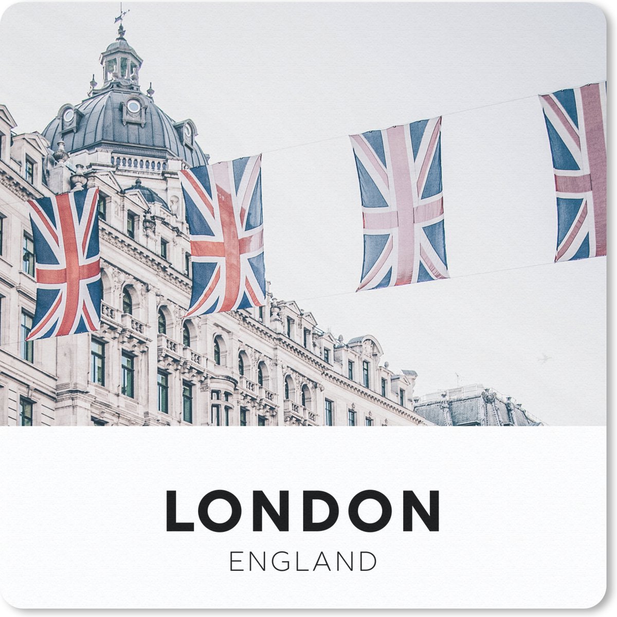 Muismat 20x20 cm - Mousepad Londen - Vlag - Engeland - Muismatten