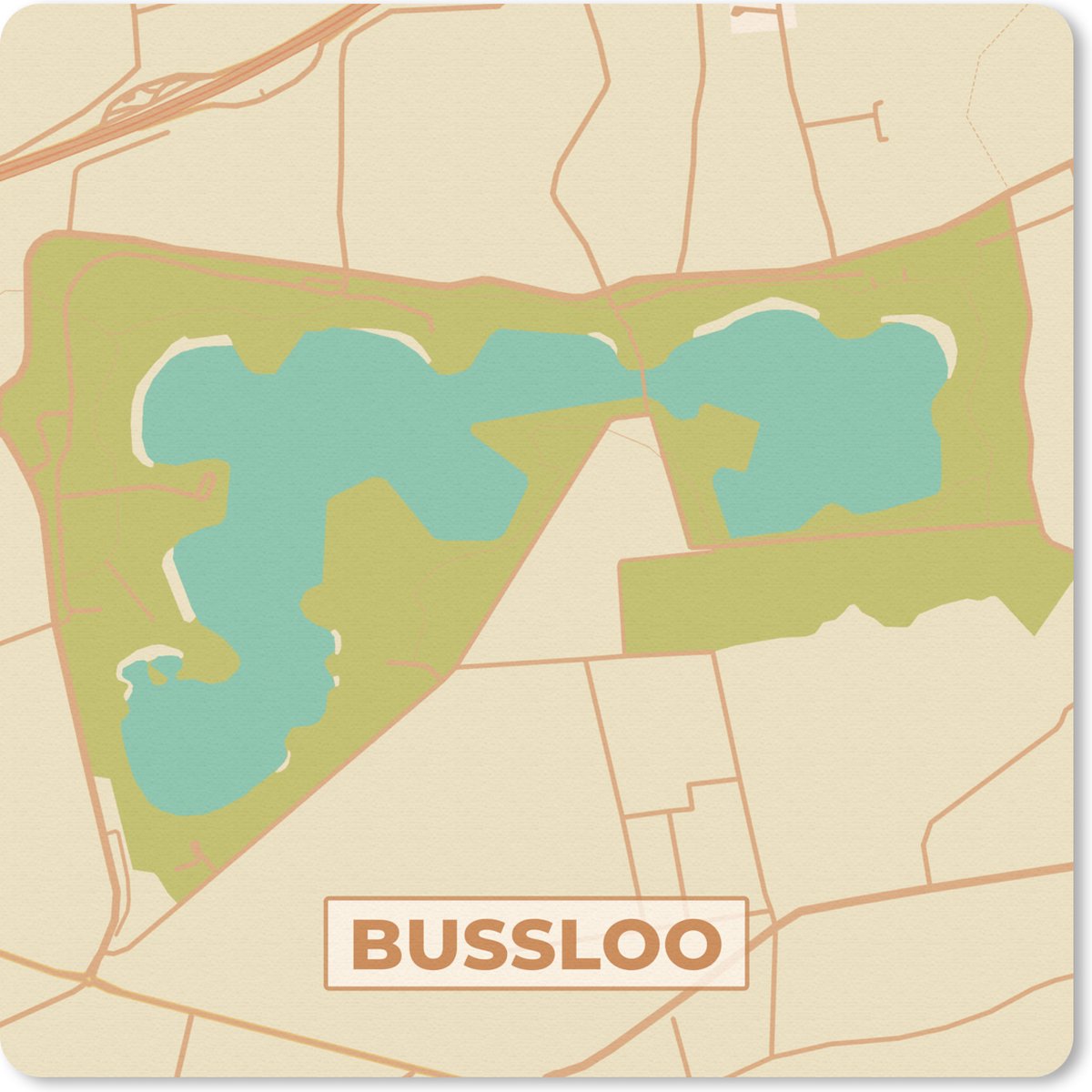 Muismat 30x30 cm - Mousepad Plattegrond - Bussloo - Stadskaart - Vintage - Kaart - Muismatten - Stadskaart