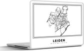 Laptop sticker - 10.1 inch - Stadskaart – Zwart Wit - Kaart – Leiden – Nederland – Plattegrond - 25x18cm - Laptopstickers - Laptop skin - Cover