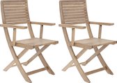 Set - Lot de 2 chaises de jardin SOLARIS avec accoudoirs - fauteuil pliant - fauteuil de jardin - pliable - acacia