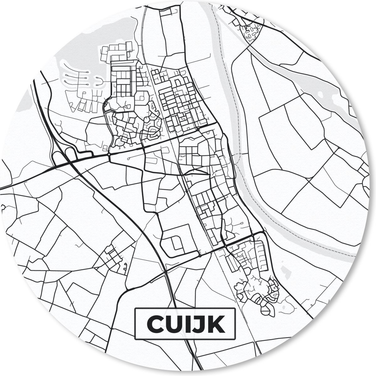 Muismat rond 50x50 cm - Mousepad Plattegrond - Guijk - Kaart - Stadskaart - Ronde muismatten - Stadskaart