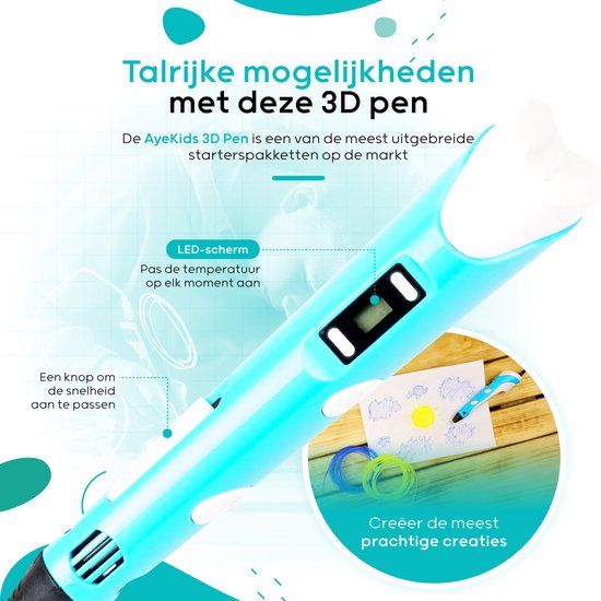 Stylo 3D pour enfants avec écran LCD, filament PLA 12 couleurs, stylo  d'impression 3D avec chargement USB, cadeau d'artisanat d'art parfait pour  enfants et adultes, (bleu)