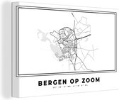 Tableau Peinture Pays- Nederland – Montagnes op Zoom – Plan de Ville – Carte – Zwart Wit – Carte - 60x40 cm - Décoration murale