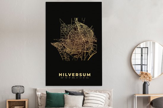 Tableau sur toile Carte - Hilversum - Plan de la ville - Carte - 120x180 cm - Décoration murale XXL